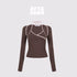 AFTADAWN_Cool_Feel_V-neck_Long_Sleeve_Mesh_Top_With_Contrast_Trim_And_Flared_Trousers_Set_MISSTT