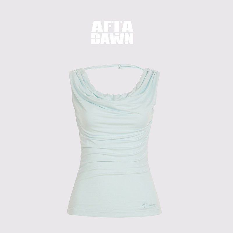 AFTADAWN_Cooling_Silky_Backless_Cowl_Neck_Detachable_Chain_Ruched_Women&