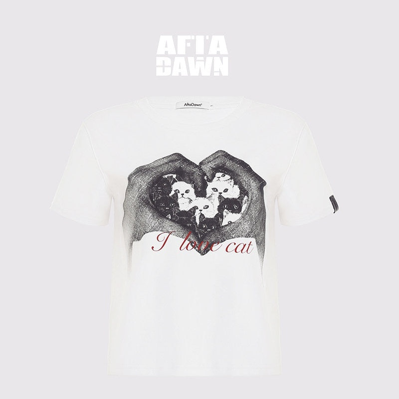 AFTADAWN_Creative_Printed_Crew_Neck_Slightly_Loose_Women&