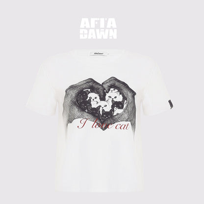 AFTADAWN_Creative_Printed_Crew_Neck_Slightly_Loose_Women&