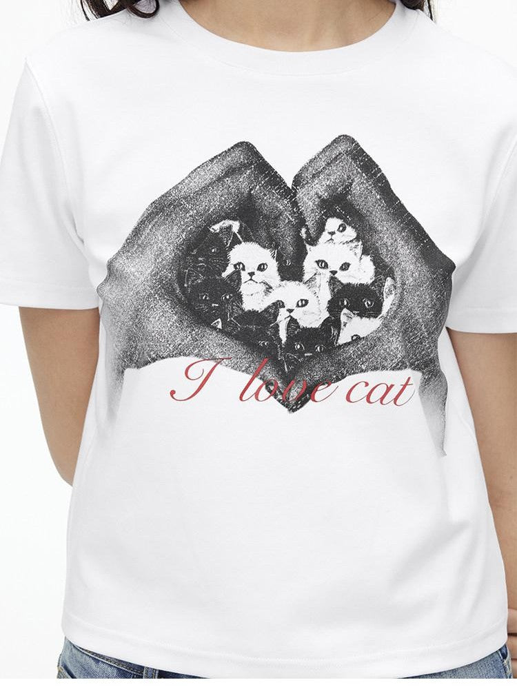 AFTADAWN Creative Printed Crew Neck Slightly Loose Women&
