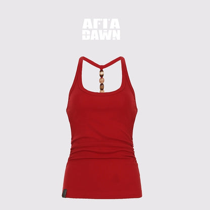 AFTADAWN_Cropped_Backless_Beaded_Ruched_U_Neck_Slim_Women&