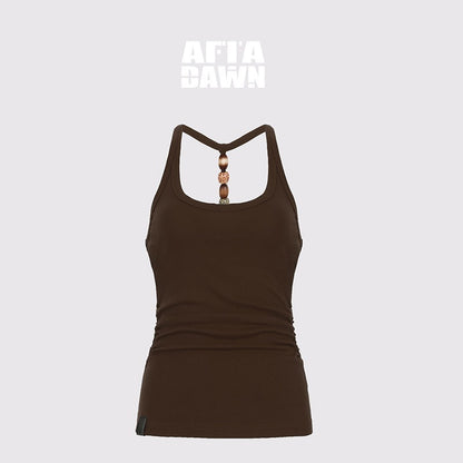 AFTADAWN_Cropped_Backless_Beaded_Ruched_U_Neck_Slim_Women&