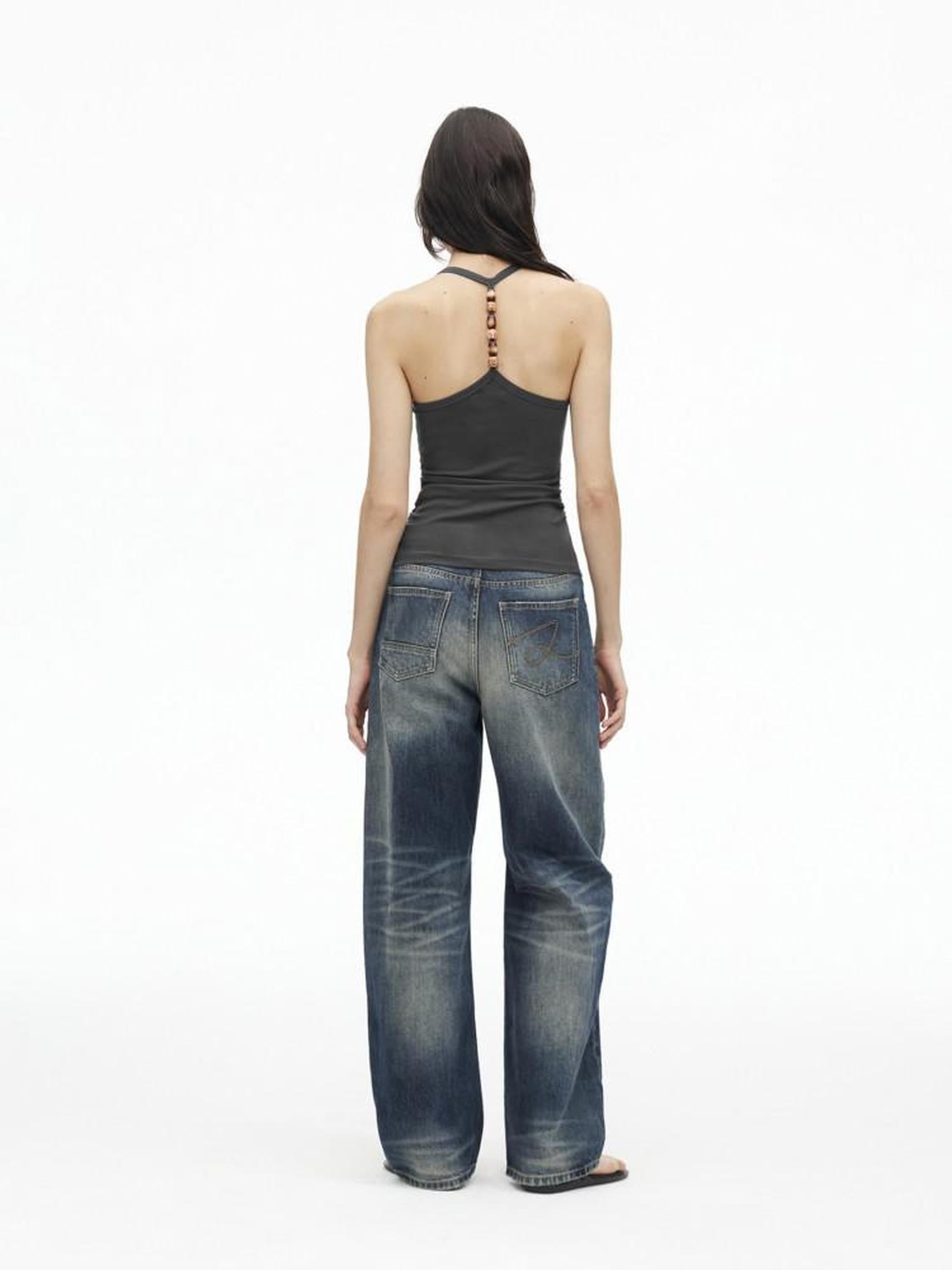 AFTADAWN Cropped Backless Beaded Ruched U Neck Slim Women&