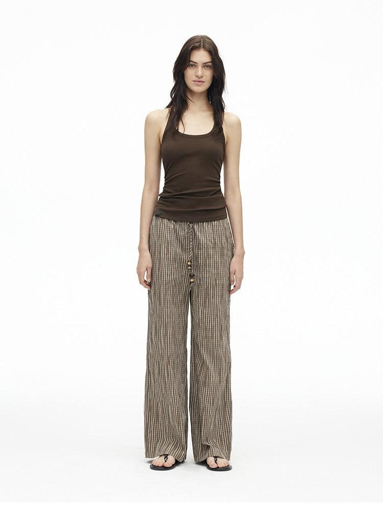 AFTADAWN Cropped Backless Beaded Ruched U Neck Slim Women&