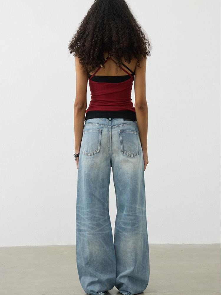 AFTADAWN Cropped Cross Back Beaded Ribbed Slim Women&