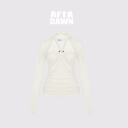 AFTADAWN_Cropped_Layered_Knit_Halter_Tie_Square_Neck_Women&