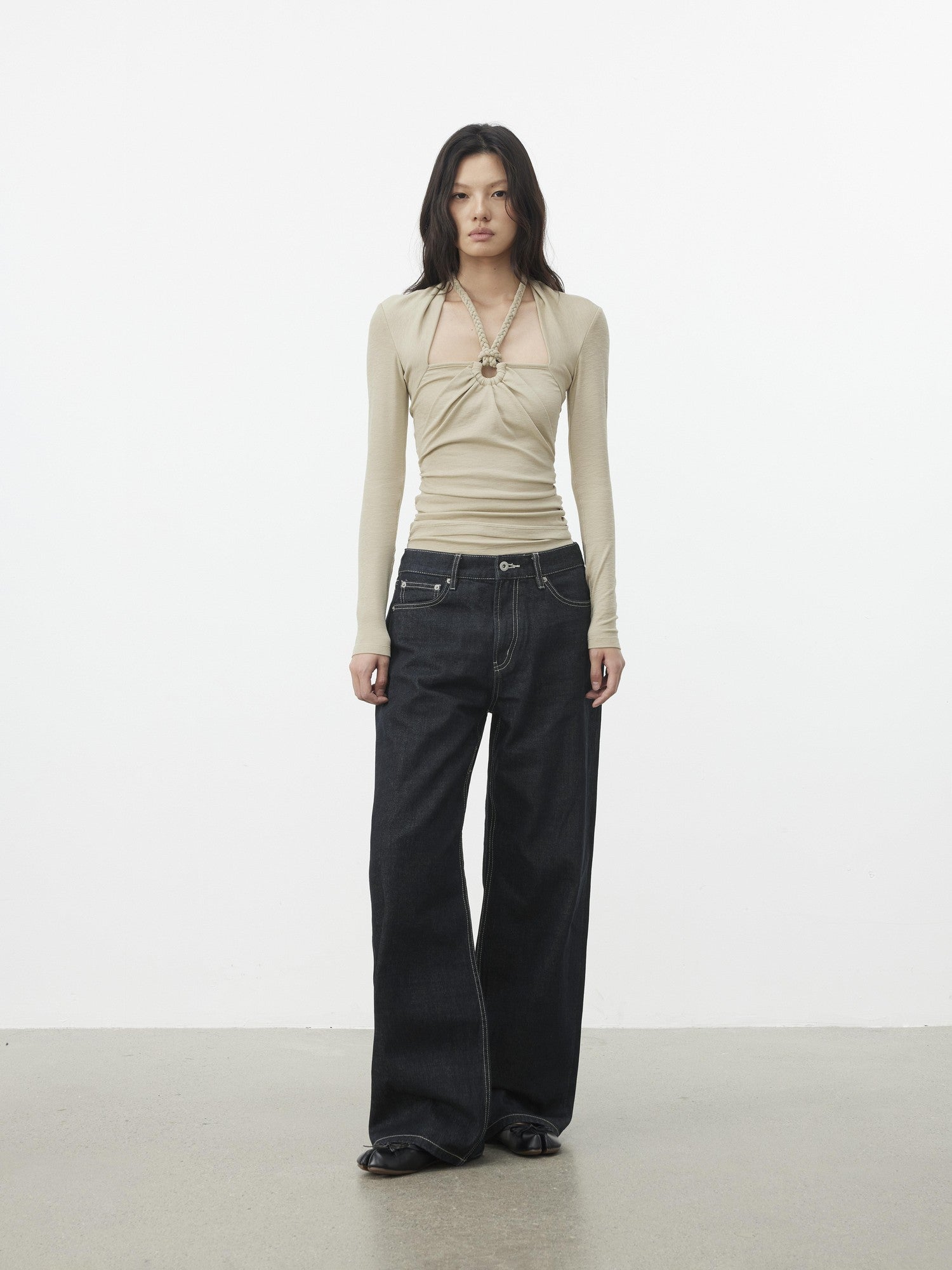 AFTADAWN Cropped Layered Knit Halter Tie Square Neck Women&