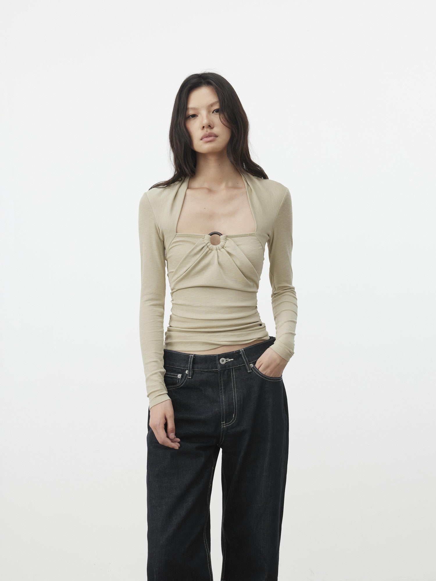 AFTADAWN Cropped Layered Knit Halter Tie Square Neck Women&