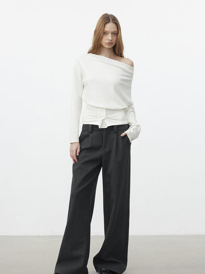 AFTADAWN Cropped Pleated Three Button Draped Neck Women&