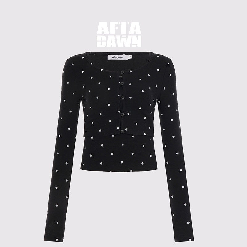 AFTADAWN_Cropped_Polka_Dot_Print_Slim_Fit_Women&