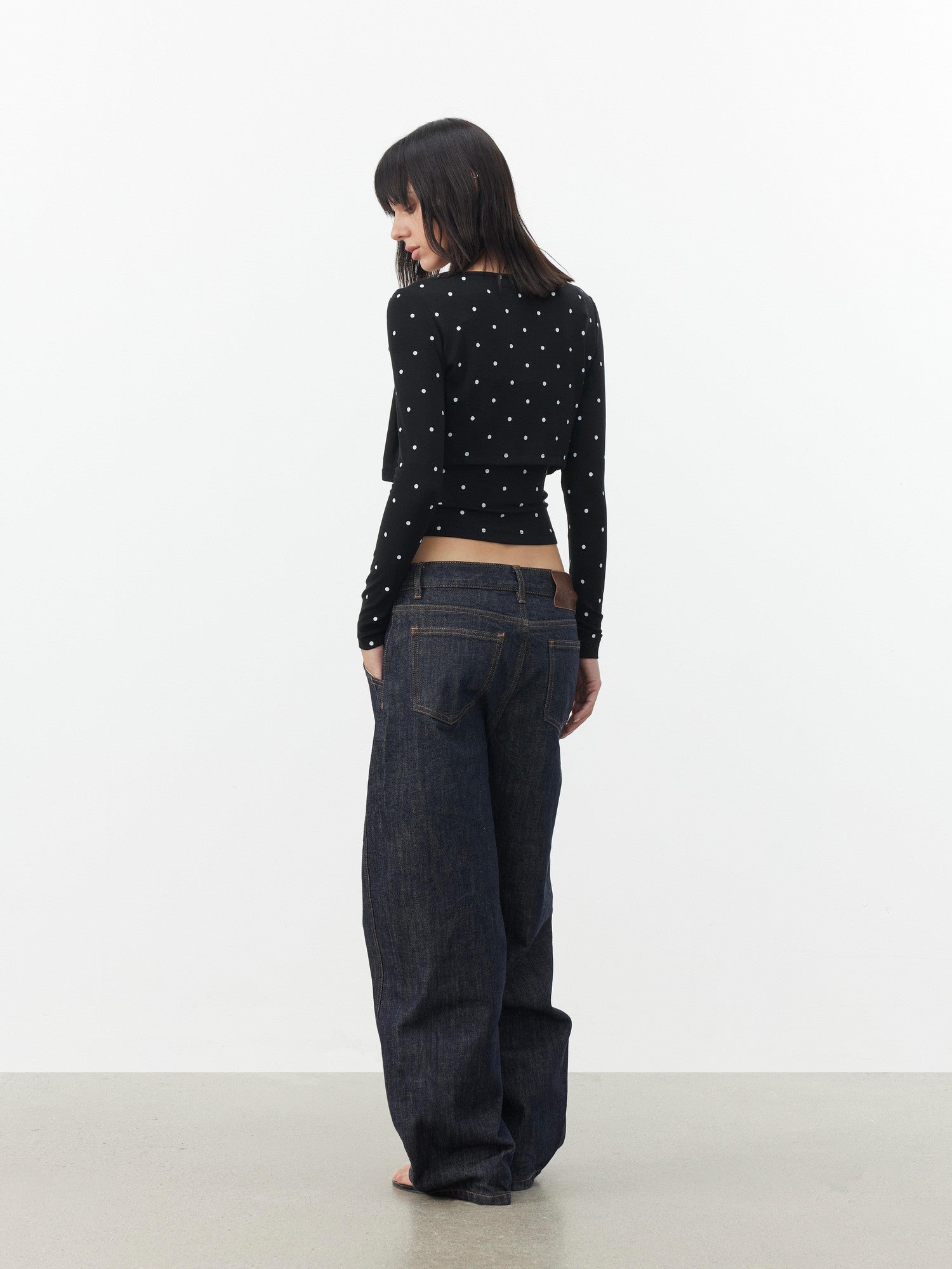 AFTADAWN Cropped Polka Dot Print Slim Fit Women&
