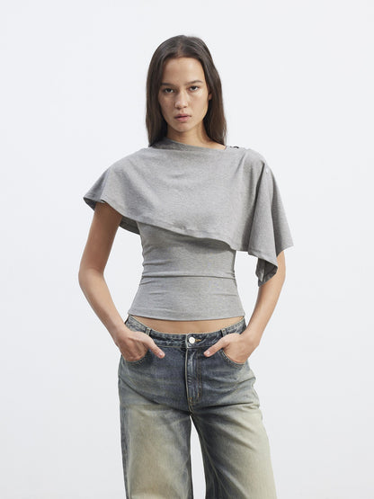 AFTADAWN Cropped Removable Overlay U Neck H Cut Women&