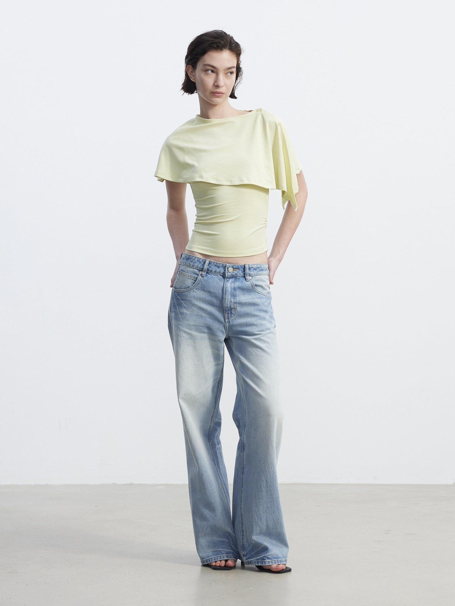 AFTADAWN Cropped Removable Overlay U Neck H Cut Women&