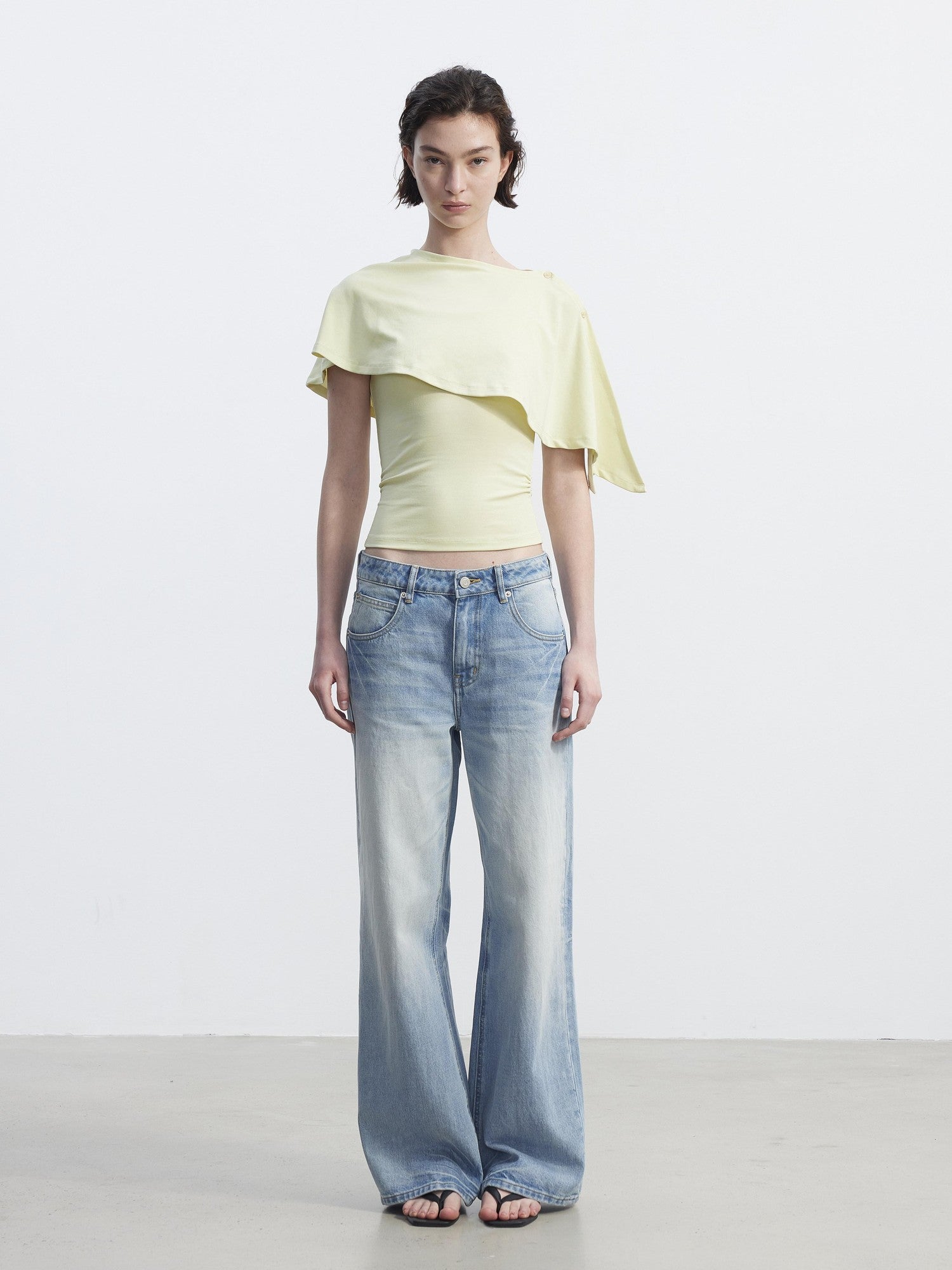 AFTADAWN Cropped Removable Overlay U Neck H Cut Women&