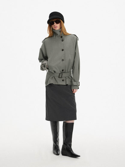 AFTADAWN Cropped Single Breasted Loose Fit Lapel Women&