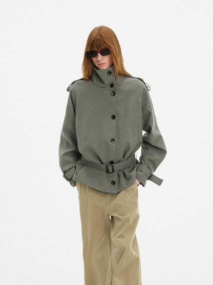 AFTADAWN Cropped Single Breasted Loose Fit Lapel Women&