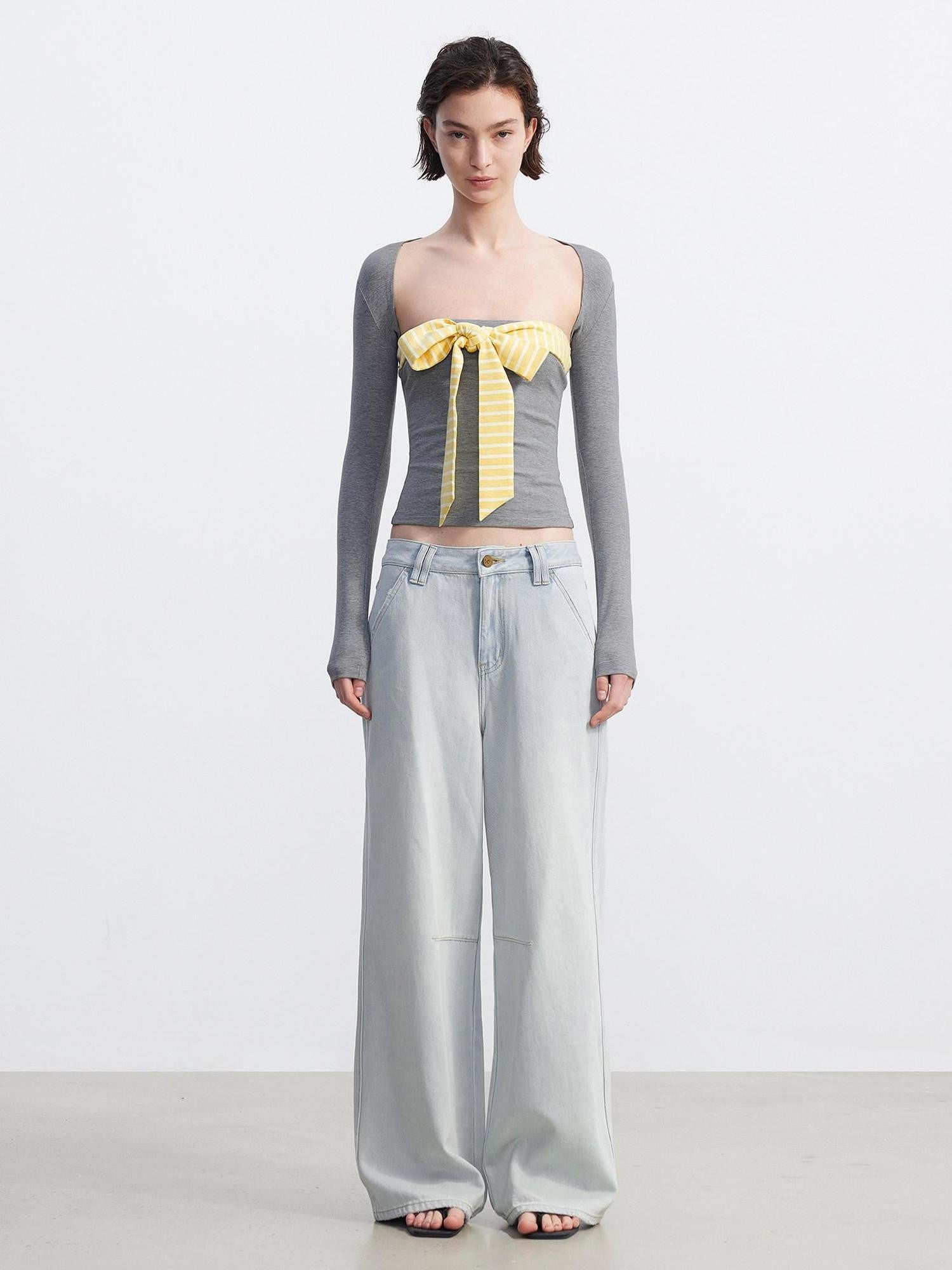 AFTADAWN Cropped Striped Tie Two Piece Women&