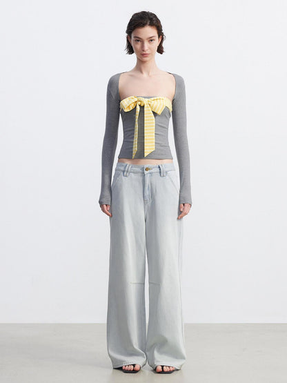 AFTADAWN Cropped Striped Tie Two Piece Women&