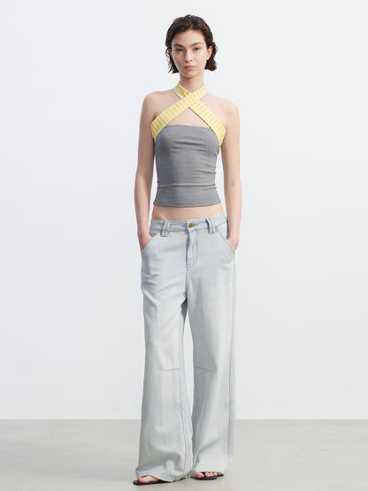 AFTADAWN Cropped Striped Tie Two Piece Women&