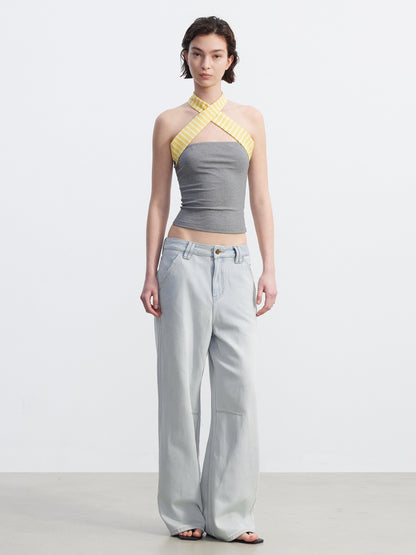 AFTADAWN Cropped Striped Tie Two Piece Women&