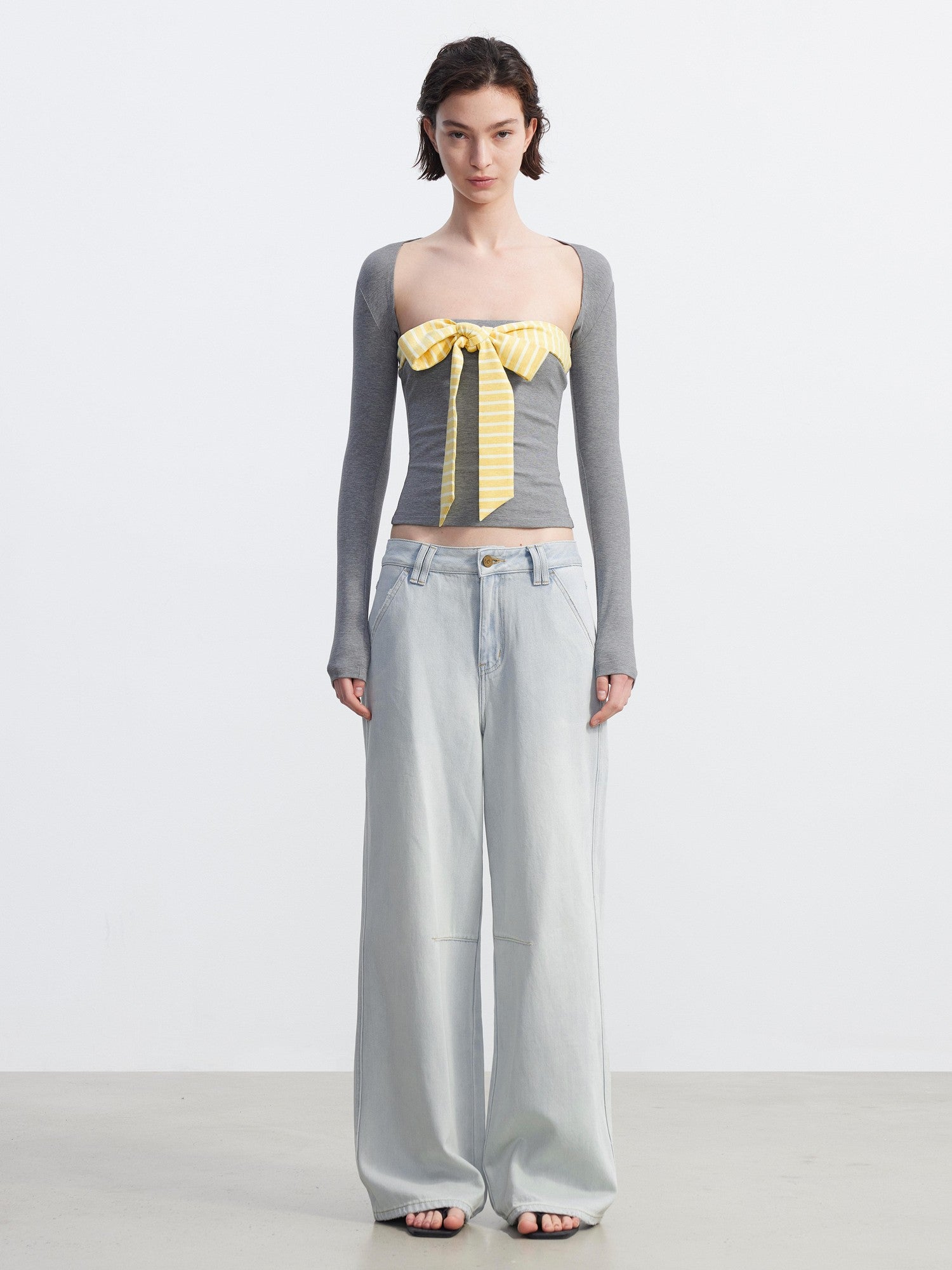 AFTADAWN Cropped Striped Tie Two Piece Women&