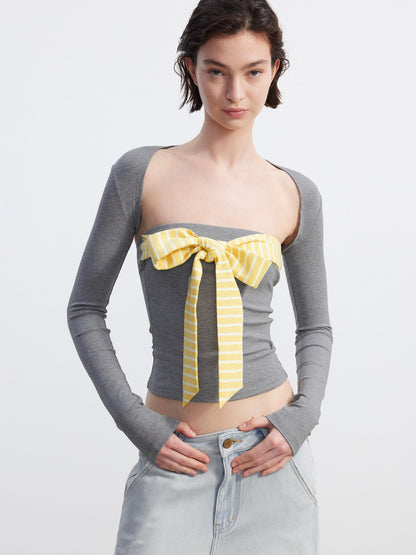 AFTADAWN Cropped Striped Tie Two Piece Women&