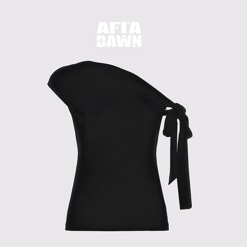 AFTADAWN_Cropped_Twist_Knot_Tie_Asymmetric_Neck_Women&