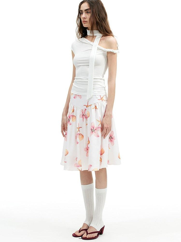 AFTADAWN Cropped Twist Knot Tie Asymmetric Neck Women&