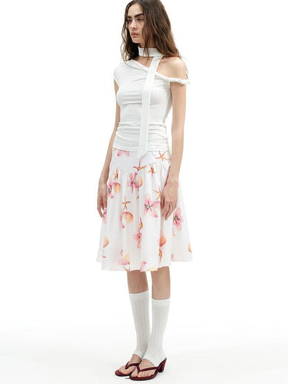 AFTADAWN Cropped Twist Knot Tie Asymmetric Neck Women&