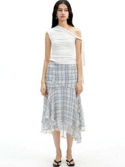 AFTADAWN Cropped Twist Knot Tie Asymmetric Neck Women&