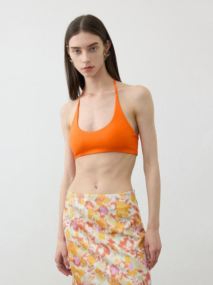 AFTADAWN Cropped U Neck Halter Tie Padded Modal Yoga Women&