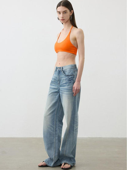 AFTADAWN Cropped U Neck Halter Tie Padded Modal Yoga Women&