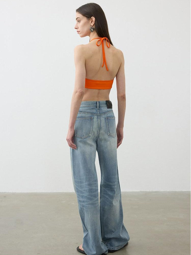 AFTADAWN Cropped U Neck Halter Tie Padded Modal Yoga Women&