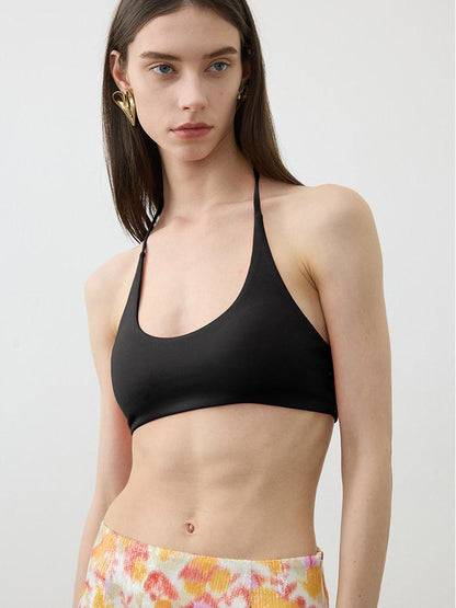 AFTADAWN Cropped U Neck Halter Tie Padded Modal Yoga Women&