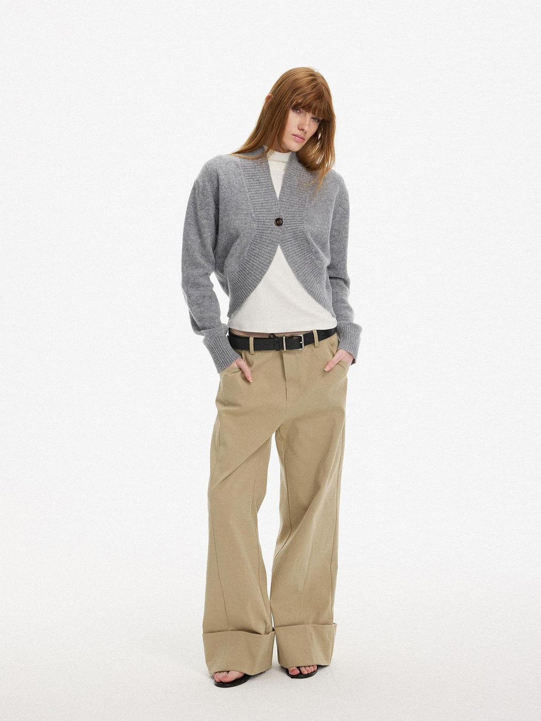 AFTADAWN Cross Button Cocoon Women&