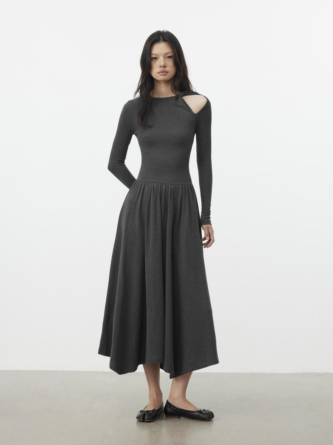 AFTADAWN Cutout Off Shoulder Long Sleeve Cotton Women&
