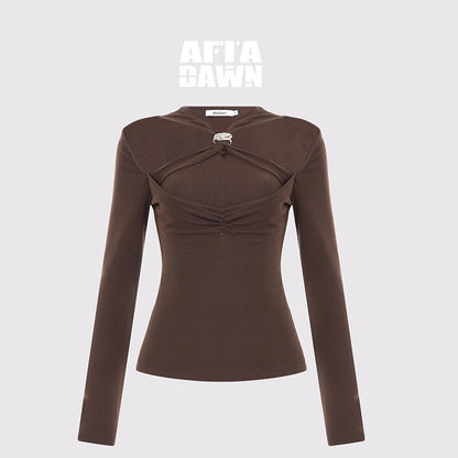 AFTADAWN_Cutout_Ruched_Twist_Knot_Halter_Metal_Ring_Women&
