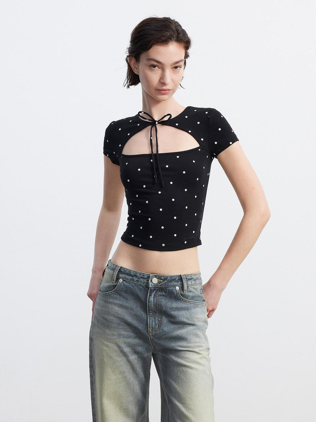 AFTADAWN Cutout Tie Waist Slim Women&