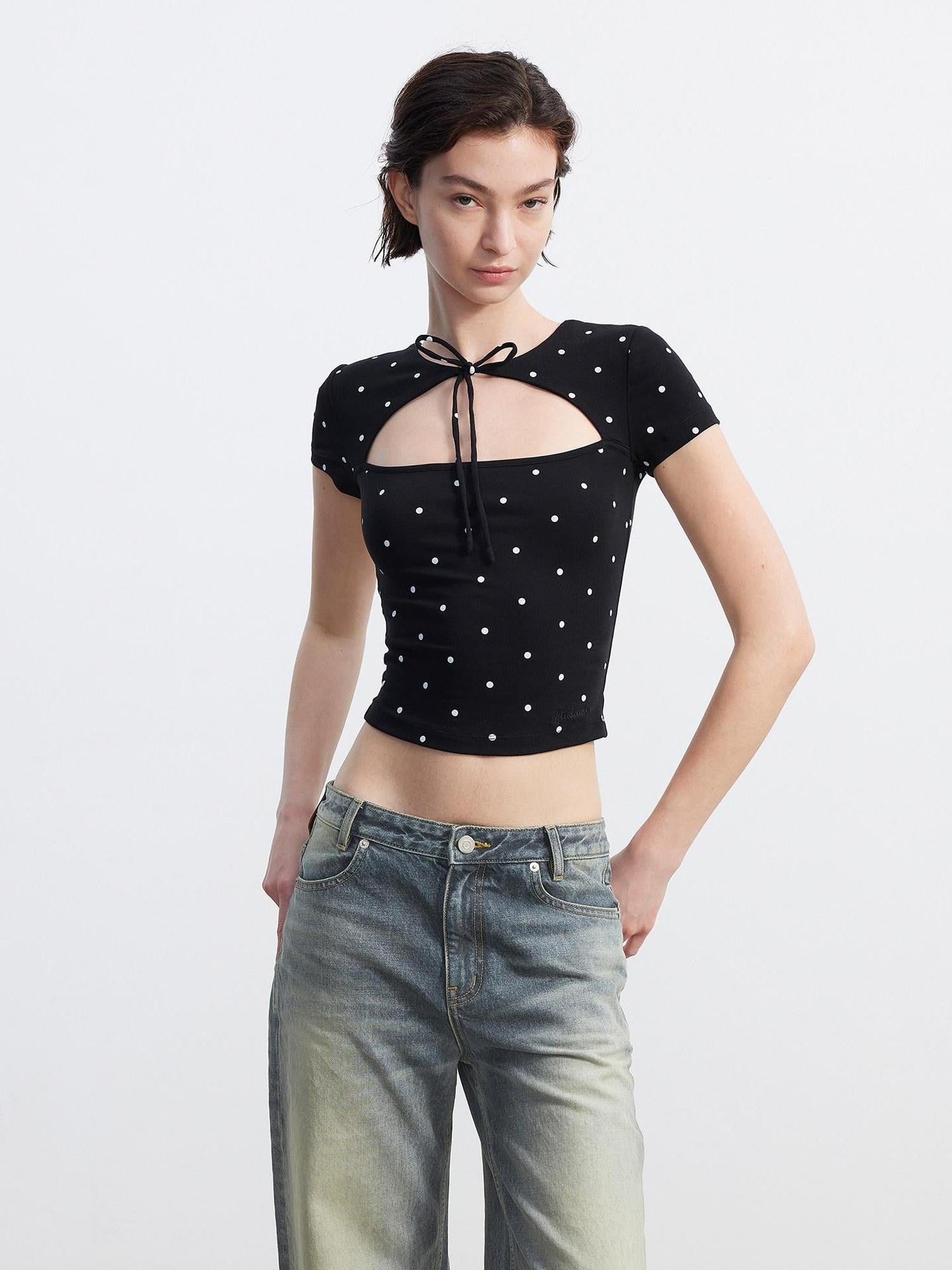 AFTADAWN Cutout Tie Waist Slim Women&