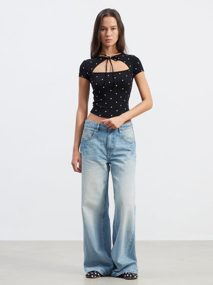 AFTADAWN Cutout Tie Waist Slim Women&