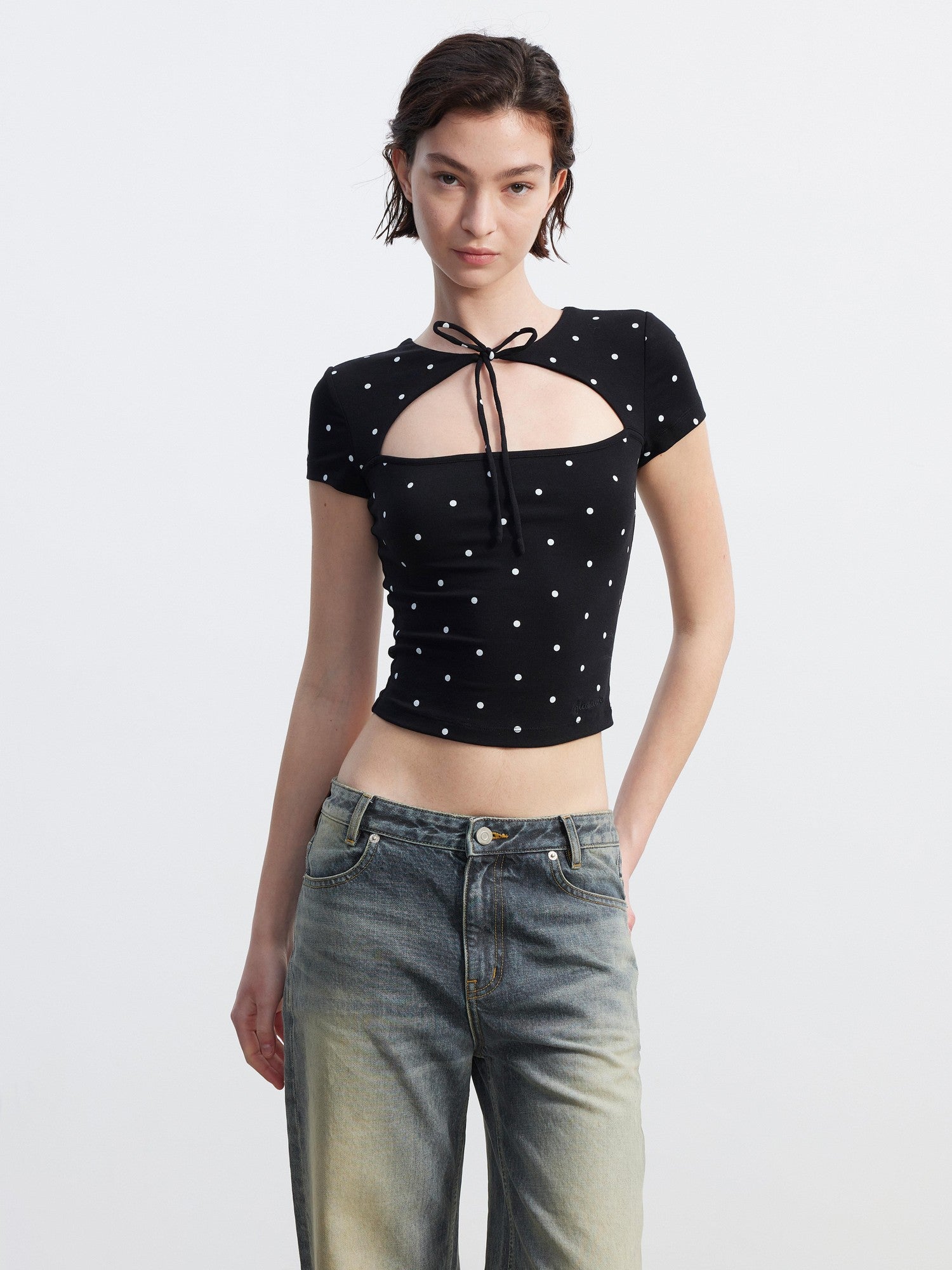 AFTADAWN Cutout Tie Waist Slim Women&