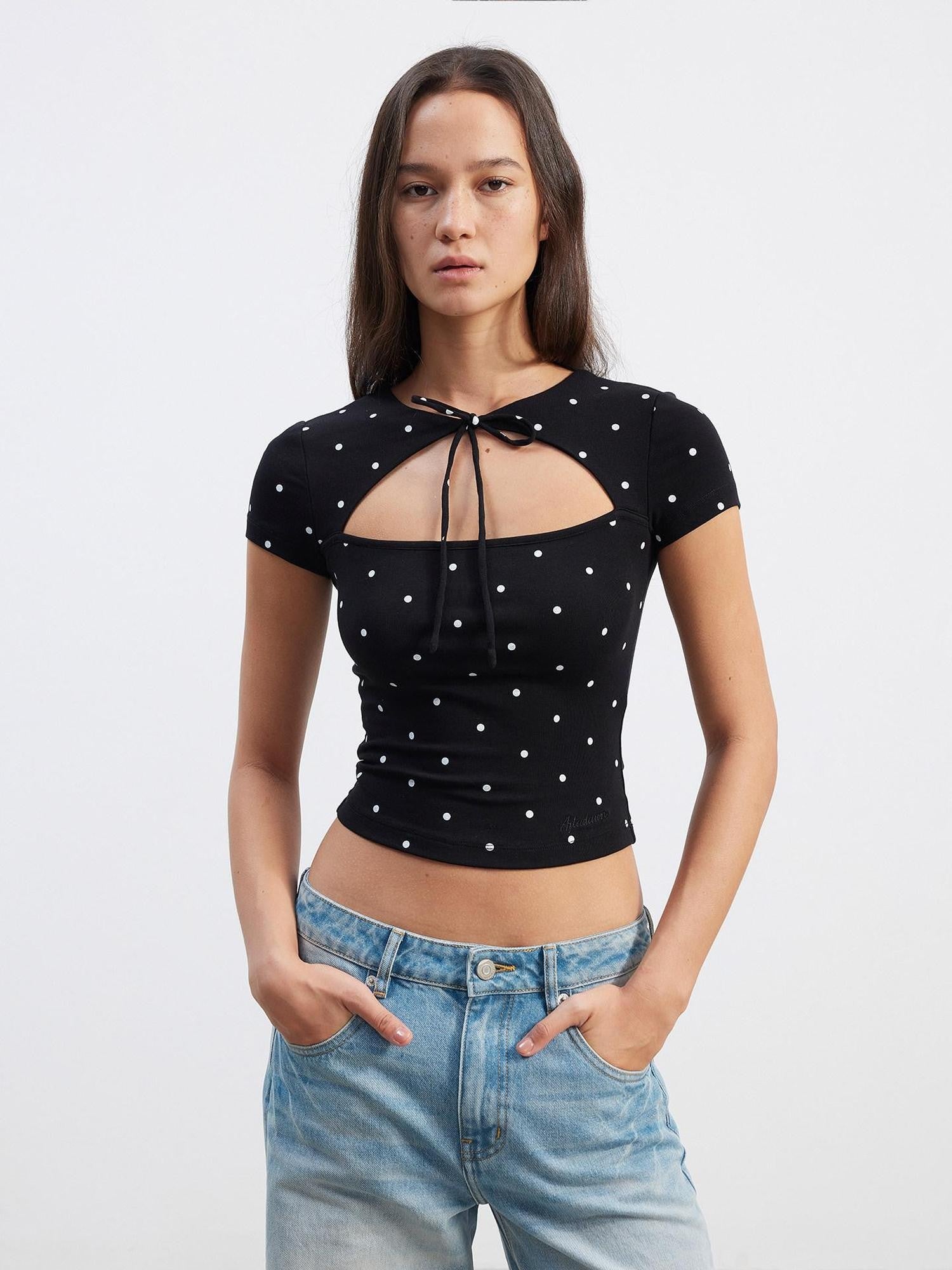 AFTADAWN Cutout Tie Waist Slim Women&