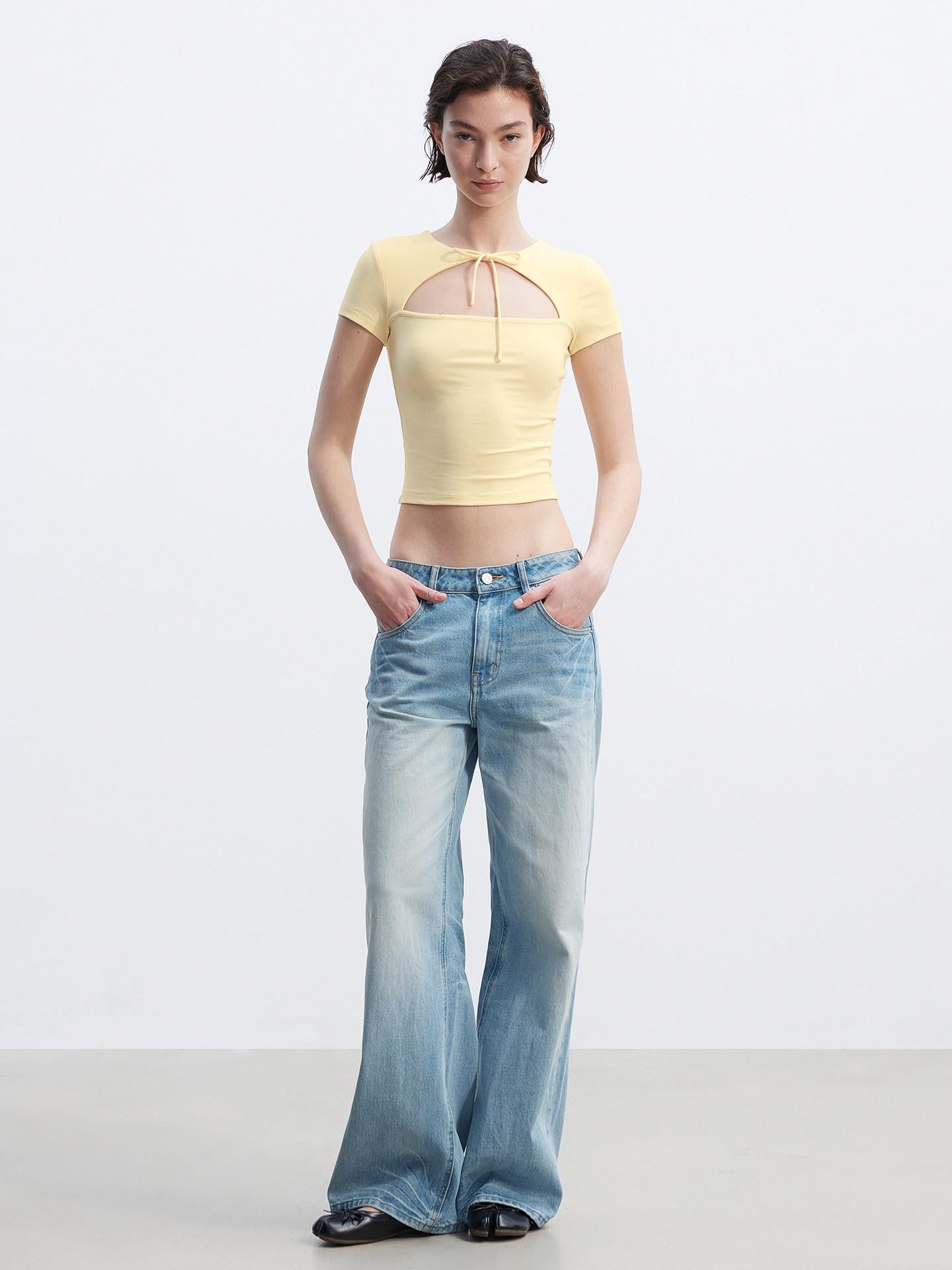AFTADAWN Cutout Tie Waist Slim Women&