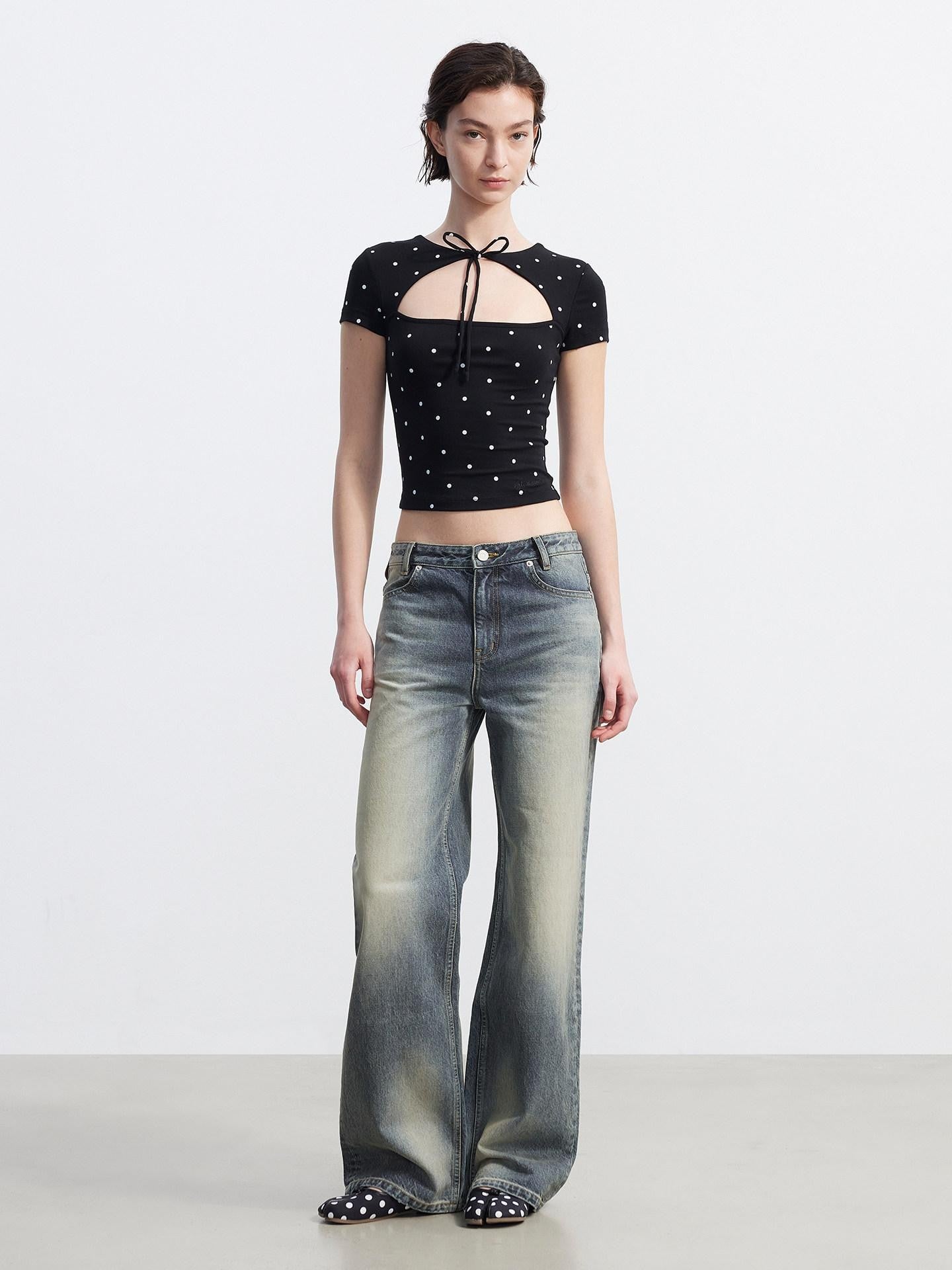 AFTADAWN Cutout Tie Waist Slim Women&