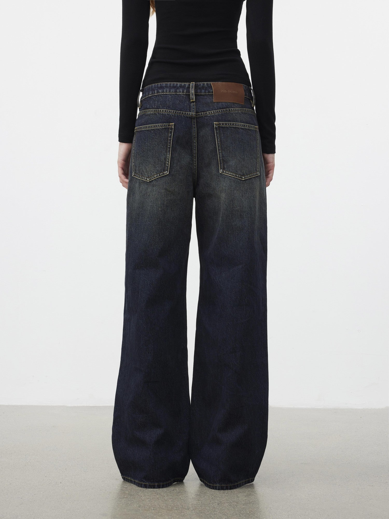 AFTADAWN Dark Blue Distressed Washed Women&