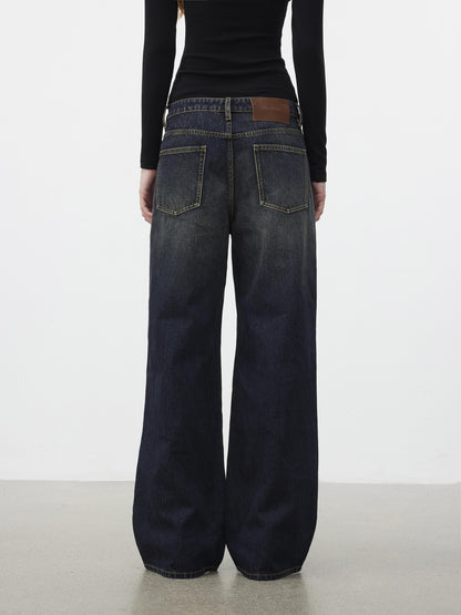 AFTADAWN Dark Blue Distressed Washed Women&
