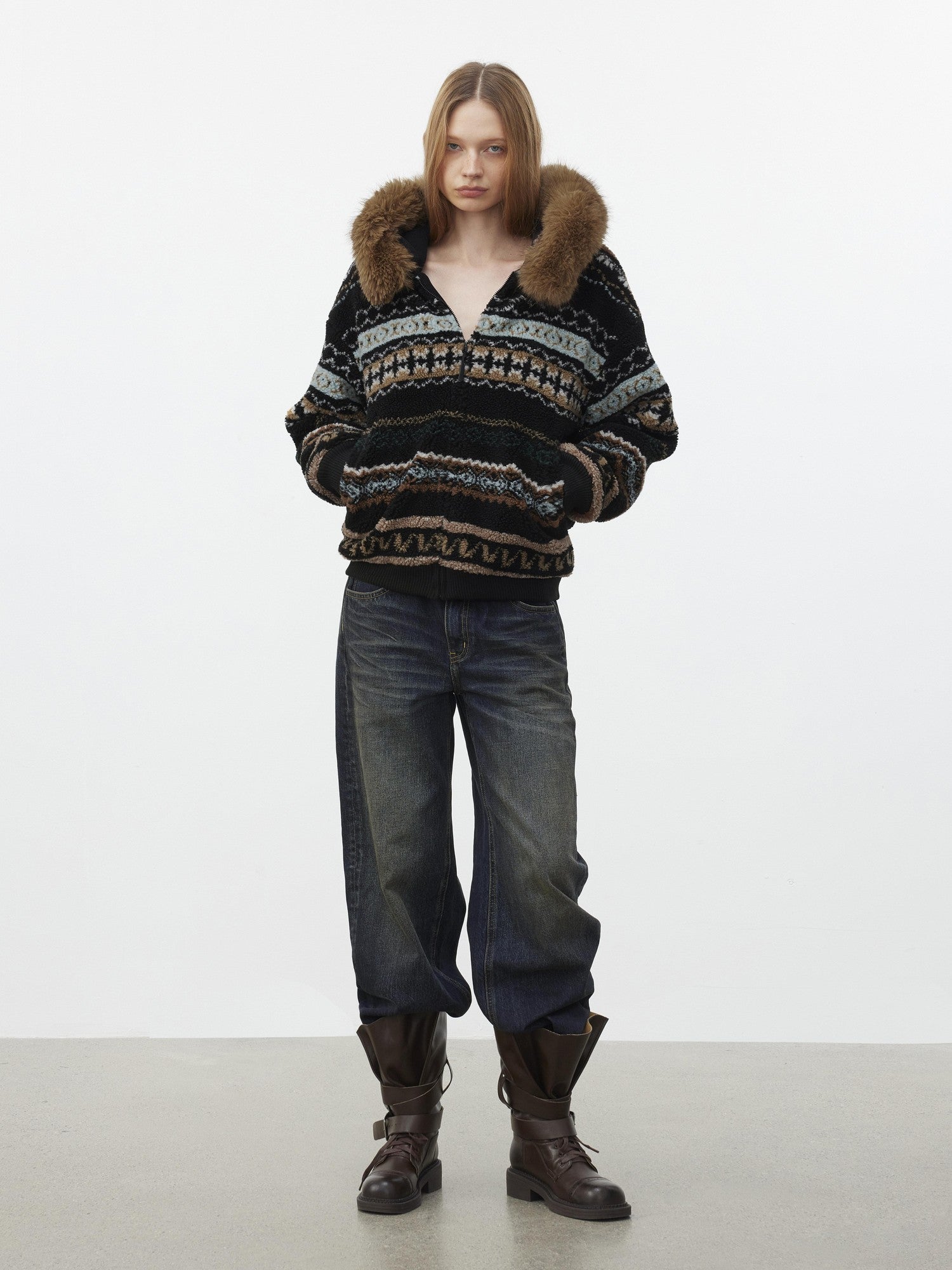 AFTADAWN Dark Blue Distressed Washed Women&