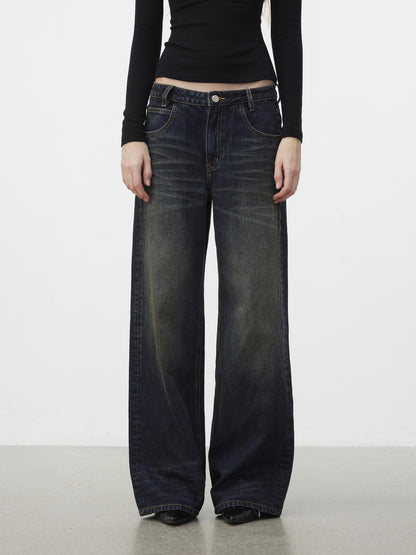AFTADAWN Dark Blue Distressed Washed Women&