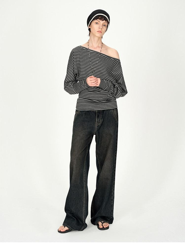 AFTADAWN Dark Washed Distressed Low Rise Women&